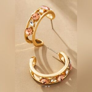 Anthropologie crystal cluster Hoop Earrings